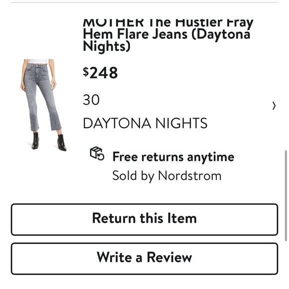 ๐ฉถNWT MOTHER DENIM HUSTLER FRAY HEM FLARE JEANS (Daytona Nights) 30 - Picture 6 of 17
